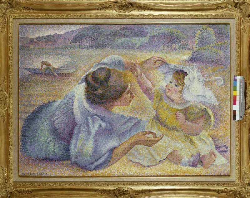 Mutter und Kind am Strand à Henri-Edmond Cross