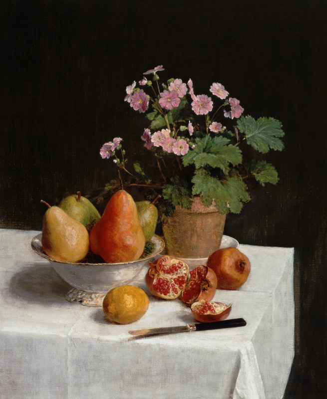 Still life with primroses and pears à Henri Fantin-Latour