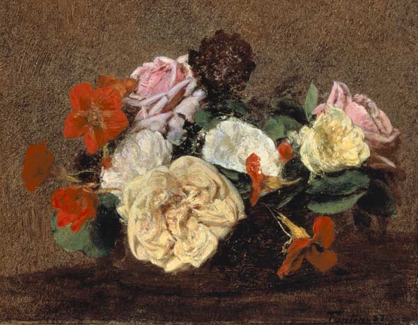 Bouquet of Roses and Nasturtiums à Henri Fantin-Latour