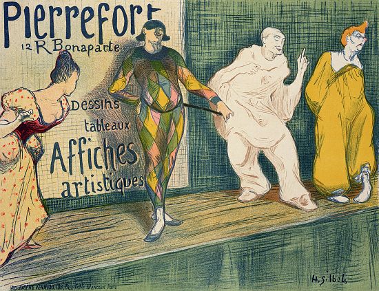 Reproduction of a poster advertising 'Pierrefort Artistic Posters', Rue Bonaparte à Henri-Gabriel Ibels