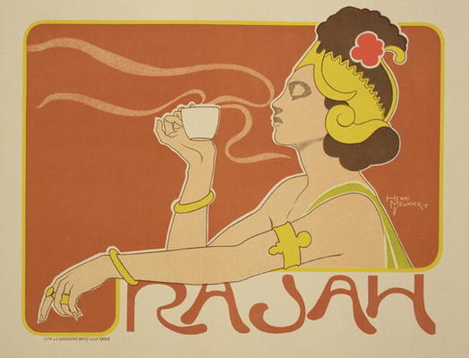 Reproduction of a poster advertising the 'Cafe Rajah', 1897 (colour litho) à Henri Georges Jean Isidore Meunier