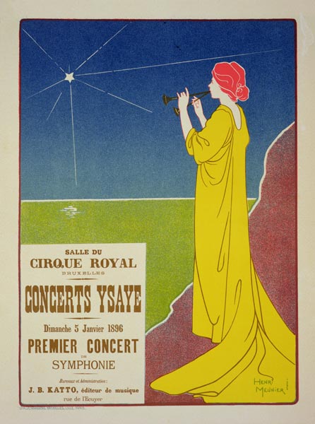 Reproduction of a poster advertising the 'Ysaye Concerts', Salle du Cirque Royal, Brussels, 1895 (co à Henri Georges Jean Isidore Meunier