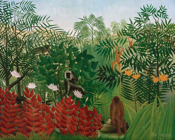 H.Rousseau / Tropical Forest with monkey à Henri Julien-Félix Rousseau