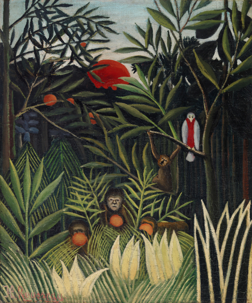 Monkeys And Parrot In The Virgin Forest à Henri Julien-Félix Rousseau