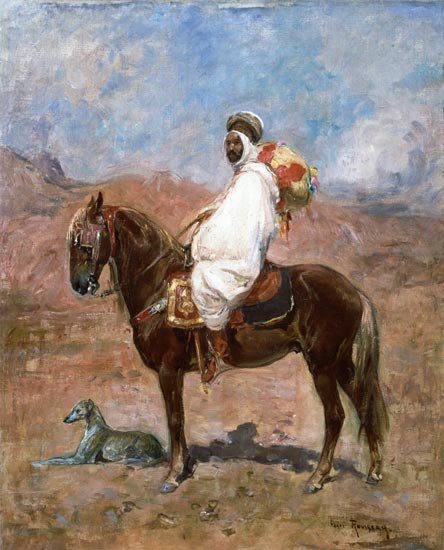 An Arab horseman in a desert landscape à Henri Julien-Félix Rousseau
