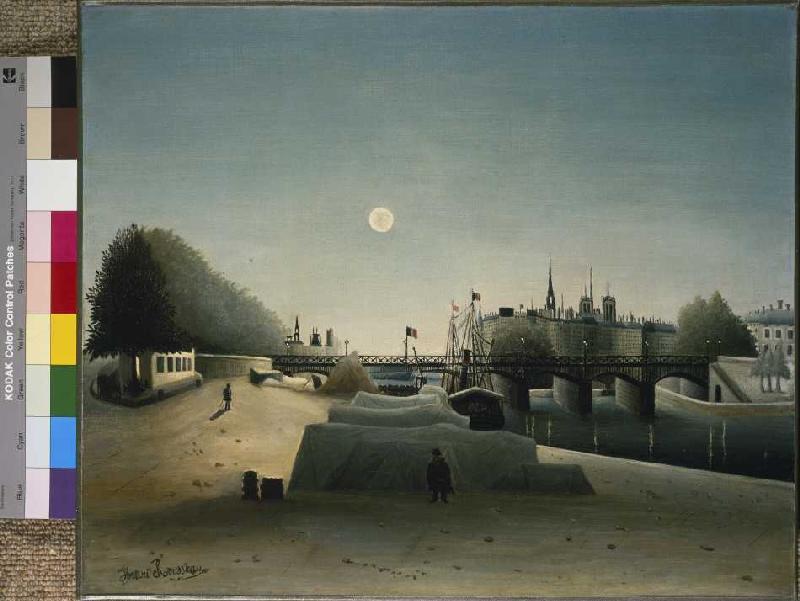 Vue du Port Saint-Nicolas au Ile Saint-Louis dans la lumière de soir. à Henri Julien-Félix Rousseau