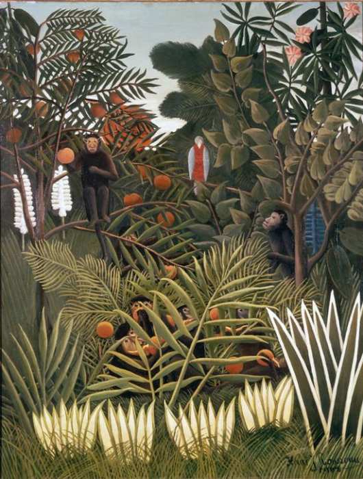 Exotic Landscape with monkeys and a parrot à Henri Julien-Félix Rousseau