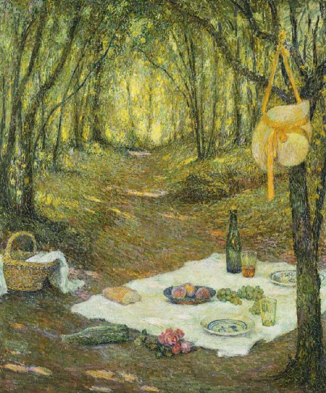 Picknick im Wald (Le Gouter sous Bois, Gerberoy) à Henri Le Sidaner