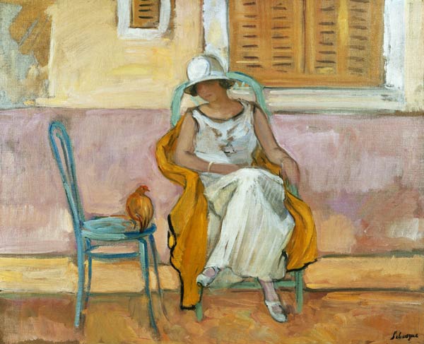 Frau in einem weißen Kleid à Henri Lebasque