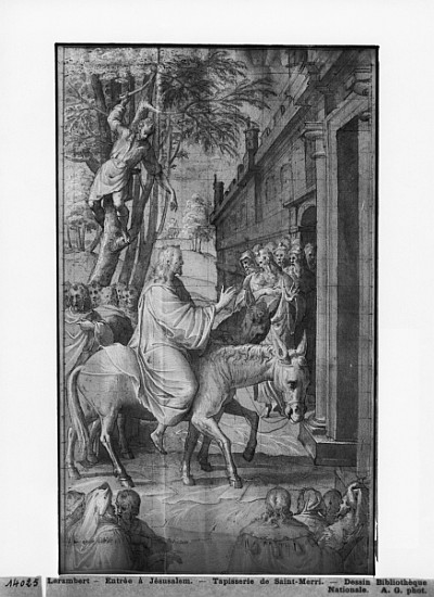 Life of Christ, Entry of Christ into Jerusalem, preparatory study of tapestry cartoon for the Church à Henri Lerambert