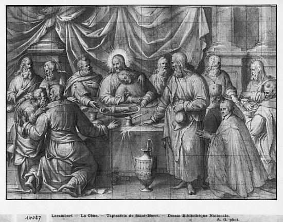 Life of Christ, the Last Supper, preparatory study of tapestry cartoon for the Church Saint-Merri in à Henri Lerambert