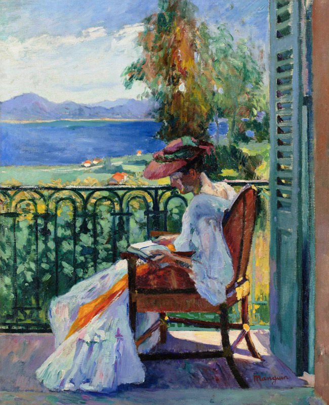 Jeanne sur le balcon de la Villa Demière à Henri Manguin