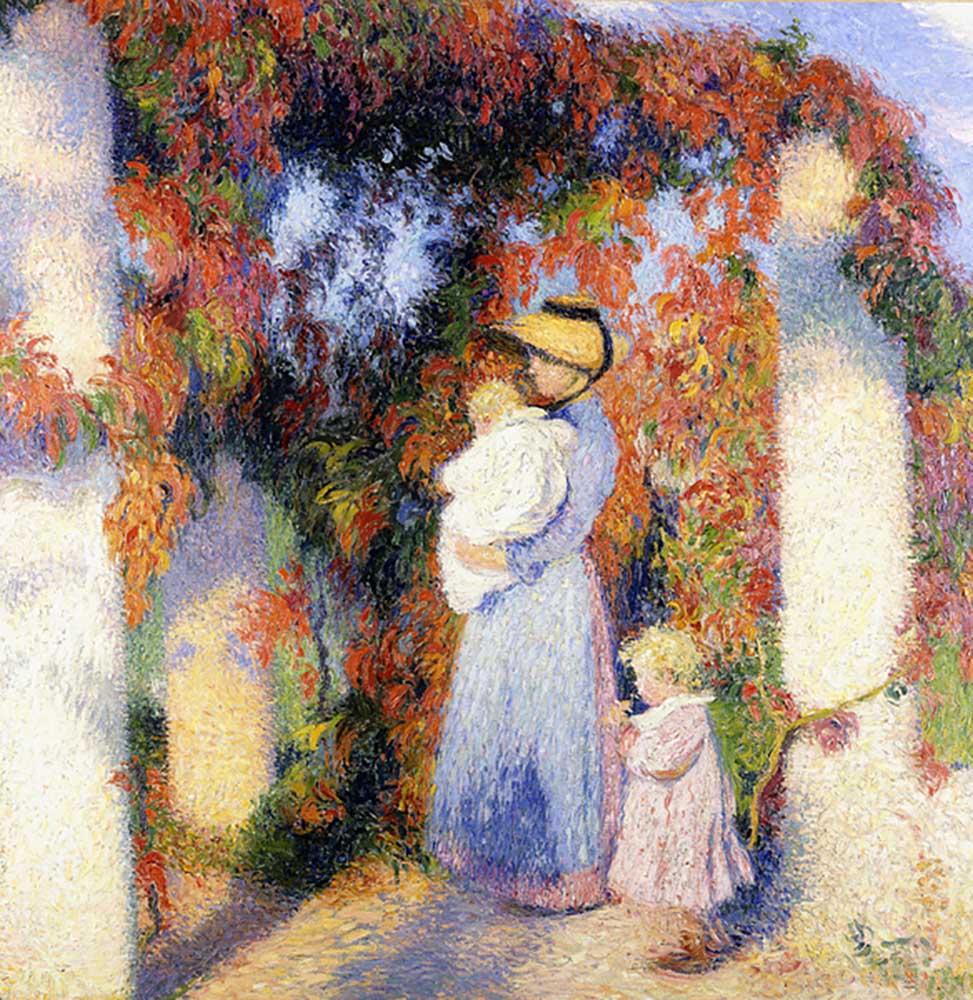 Woman with Two Children under the Main Pergola in Marquayrol, c.1900 à Henri Manguin