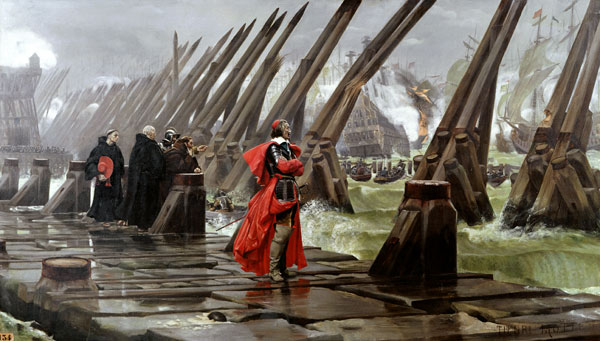 Richelieu (1585-1642) sur les remparts de La Rochelle à Henri-Paul Motte