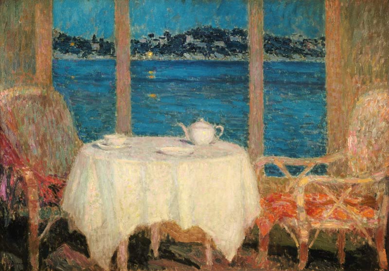 The Terrace in Front of the Bay of St. Tropez à Henri Eugene Augustin Le Sidaner
