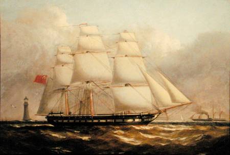 A Frigate off the Eddystone Lighthouse à Henry A. Luscombe