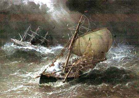 Storm in the North Sea, with Smack & Barque à Henry Andrews