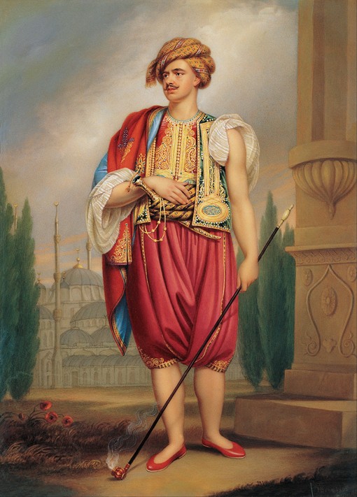 Portrait of Thomas Hope (1769–1831) in Turkish Costume (after William Beechey) à Henry Bone