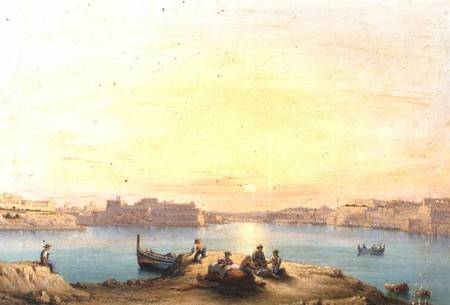 Valetta Harbour at Sunset à Henry Charles Ferro