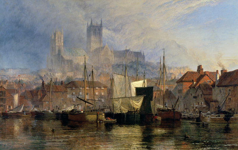Lincoln Cathedral from the Brayford Pool à Henry Dawson