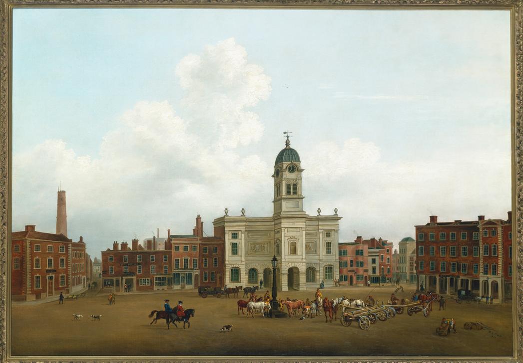A view of Derby Market (The Market Place in Derby). à Henry Lark Pratt