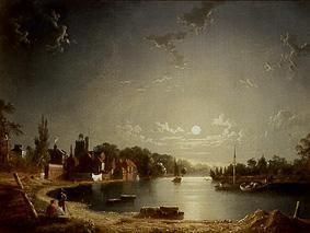 Paysage de fleuve avec un clair de lune à Henry Pether