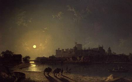 Moonlight View of Windsor Castle from the Thames à Henry Pether