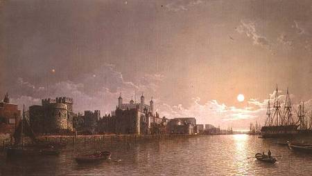 The Thames by Moonlight with Traitors' Gate and the Tower of London à Henry Pether