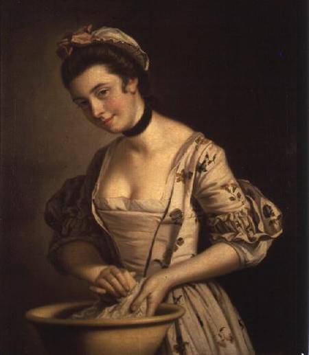 A Lady's Maid Soaping Linen à Henry Robert Morland
