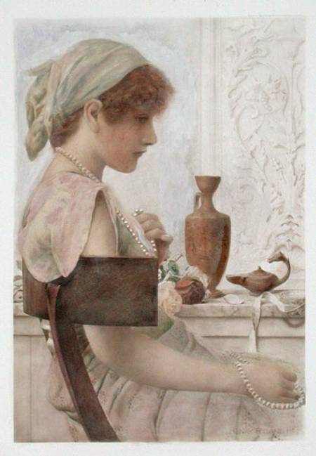 Girl with Pearls (w/c over photogravure) à Henry Ryland