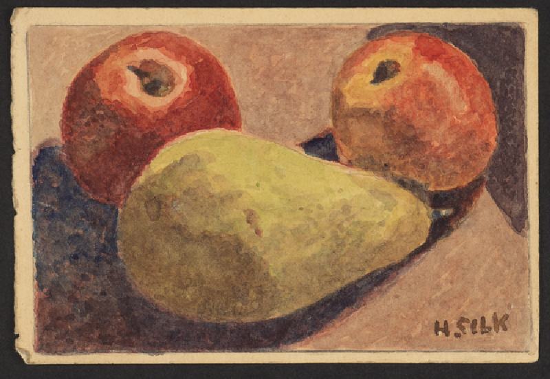 Apples and pears, c.1930 (pencil & w/c on paper) à Henry Silk
