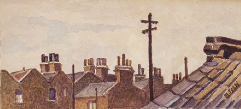 Roof-tops from Rounton Road, c.1930 (pencil & w/c on paper) à Henry Silk