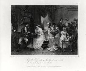 Drawing Room Scene, from 'The Social Day' by Peter Coxe, engraved by Anker Smith (1759-1819)