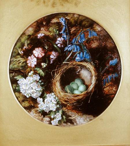 A Still Life with Bird's Nest, Blossom and Bluebells à Henry Stanier