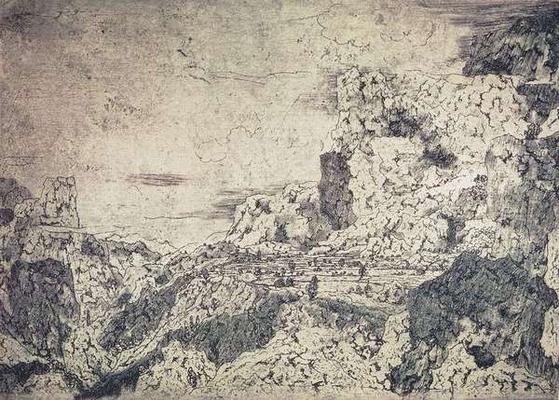 A Rocky Landscape (engraving) à Hercules Seghers