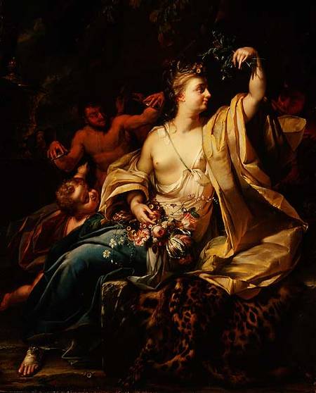 Bacchante with a putto, satyrs and nymphs à Herman van der Myn