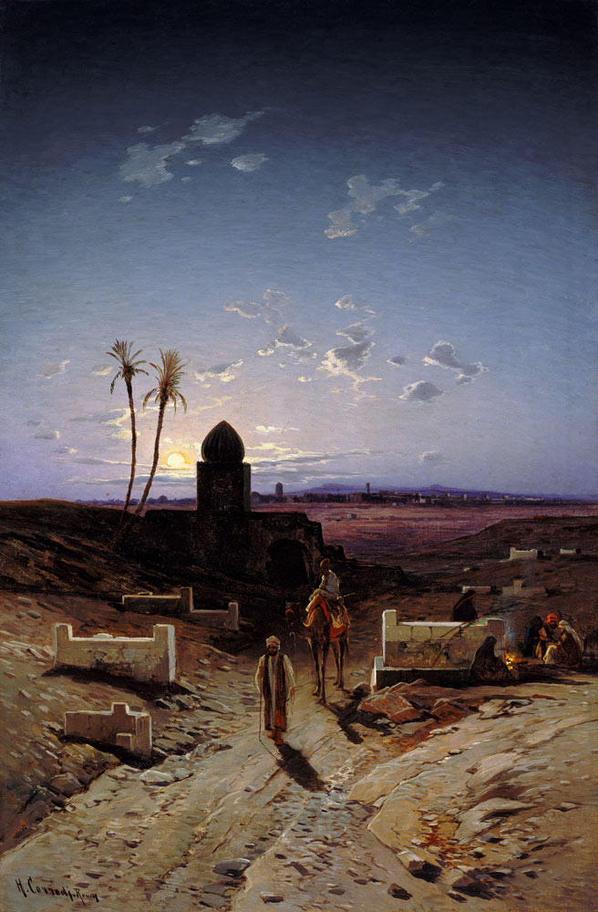 Abendlicht in der Wüste. à Hermann David Salomon Corrodi
