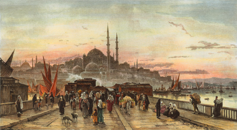 Konstantinopel, Galatabrücke à Hermann David Salomon Corrodi
