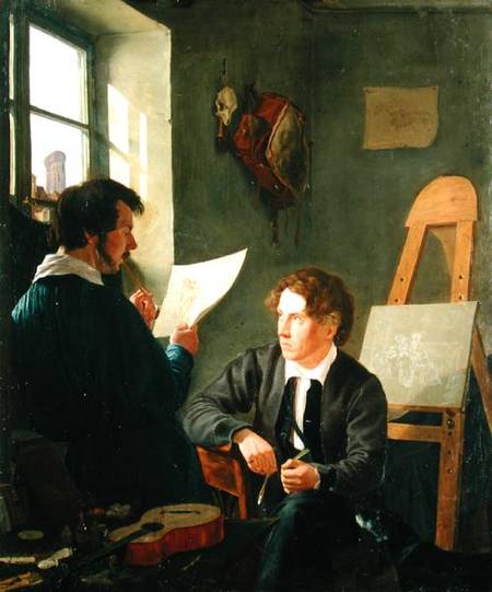 Hermann Kauffmann and Georg Haeselich (1806-94) in Kauffmanns Munich Studio à Hermann Kauffmann