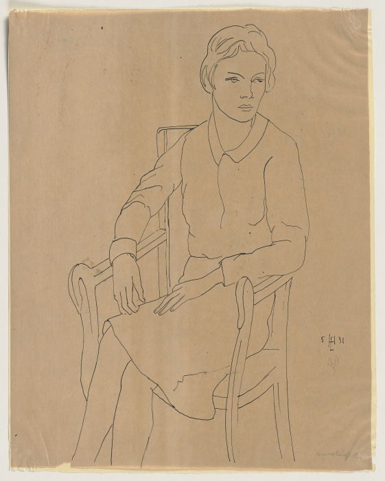 Sitzende Frau auf einem Stuhl à Hermann Lismann