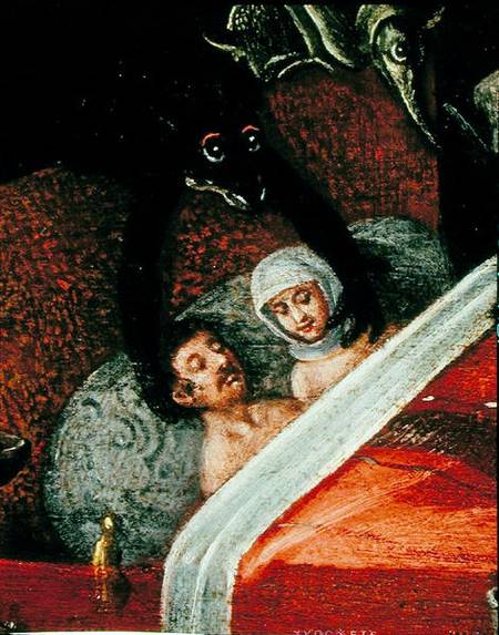 The Inferno, Couple in a bed surrounded by monstrous animals à Herri met de Bles