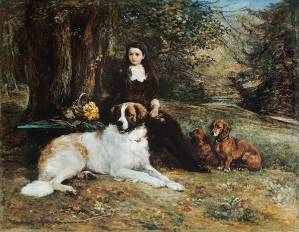 Girl With Dog à Heywood Hardy