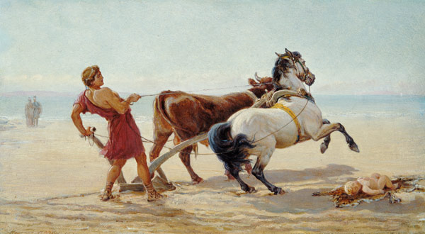 Ulysses Ploughing the Sea Shore à Heywood Hardy