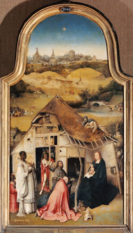 Adoration des rois mages - panneau central du tryptique épiphanie à Jérôme Bosch