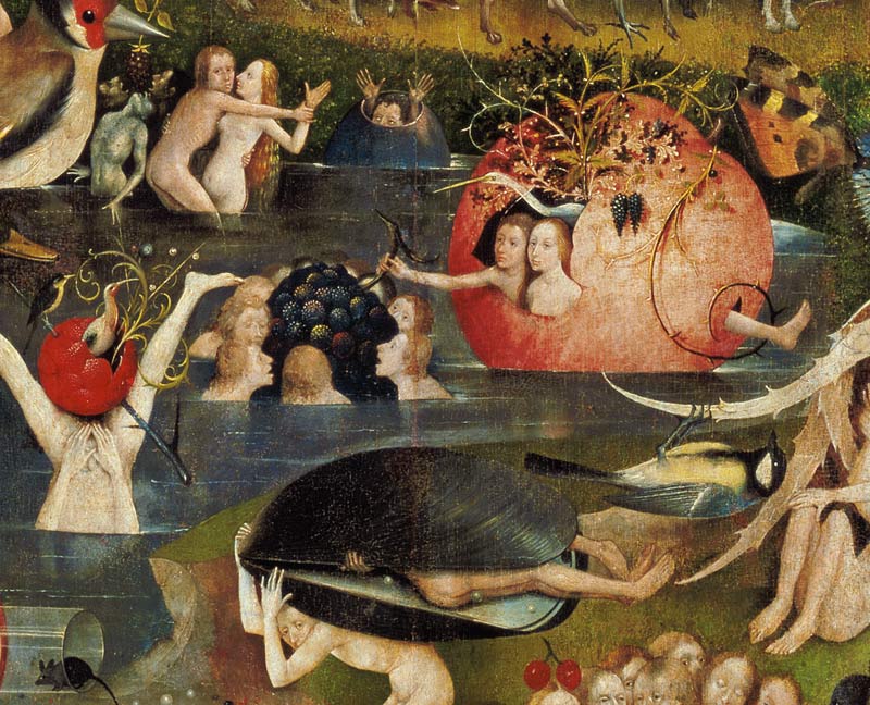 The Garden of Earthly Delights: Allegory of Luxury, detail of the central panel à Jérôme Bosch