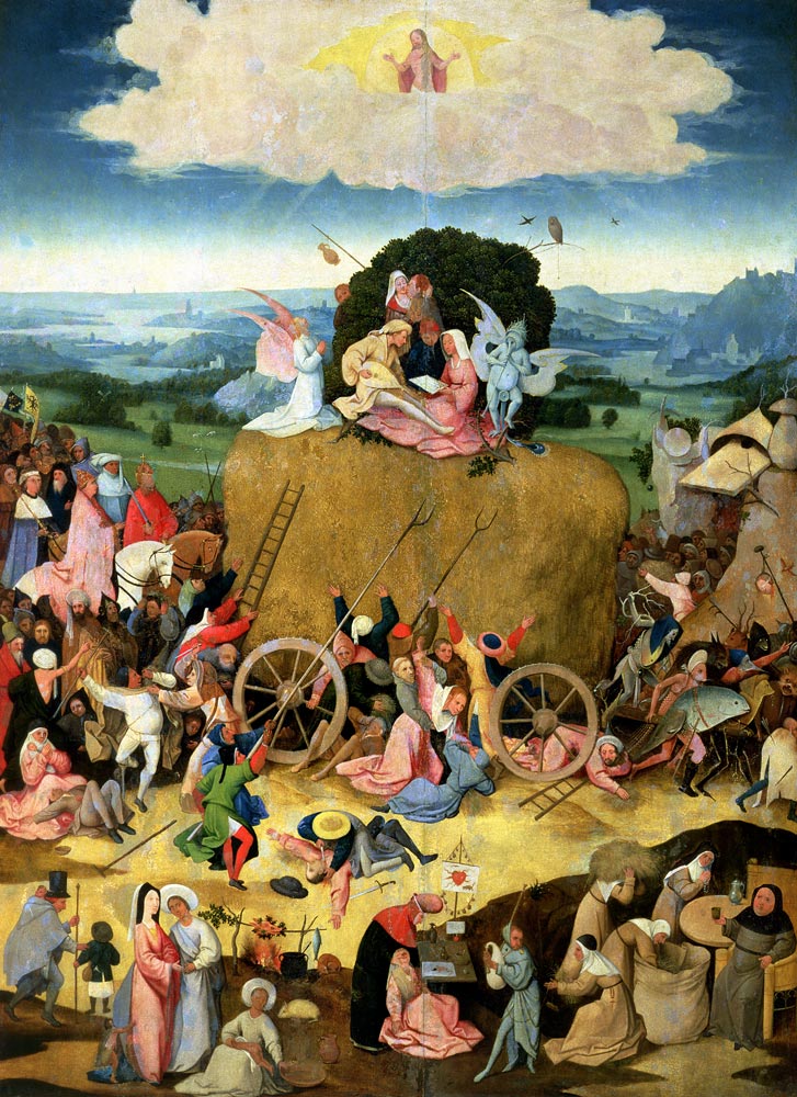 The Haywain: central panel of the triptych, c.1500 (oil on panel) à Jérôme Bosch