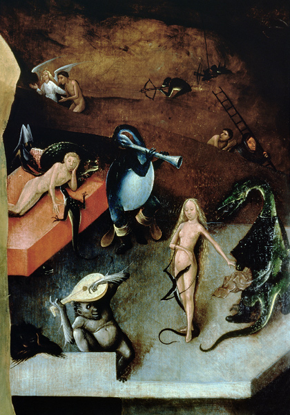 The Last Judgement (altarpiece) (detail of Musical Instruments) à Jérôme Bosch