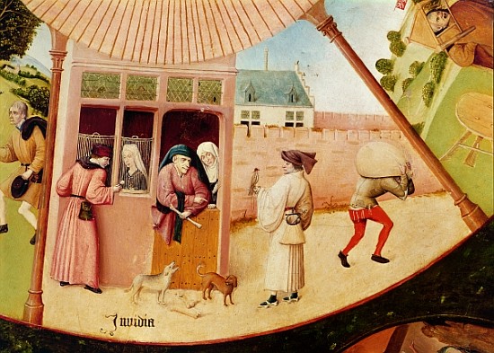 Envy, detail from the Table of the Seven Deadly Sins and the Four Last Things, c.1480 à Jérôme Bosch