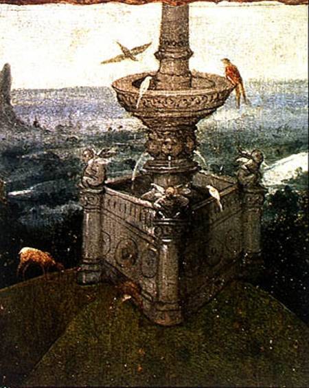 The Fountain in the Garden, detail from a panel of an altarpiece thought to be of the Last Judgement à Jérôme Bosch