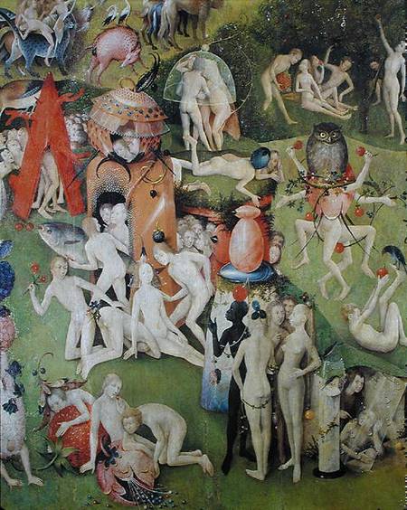 The Garden of Earthly Delights: Allegory of Luxury, central panel of triptych à Jérôme Bosch